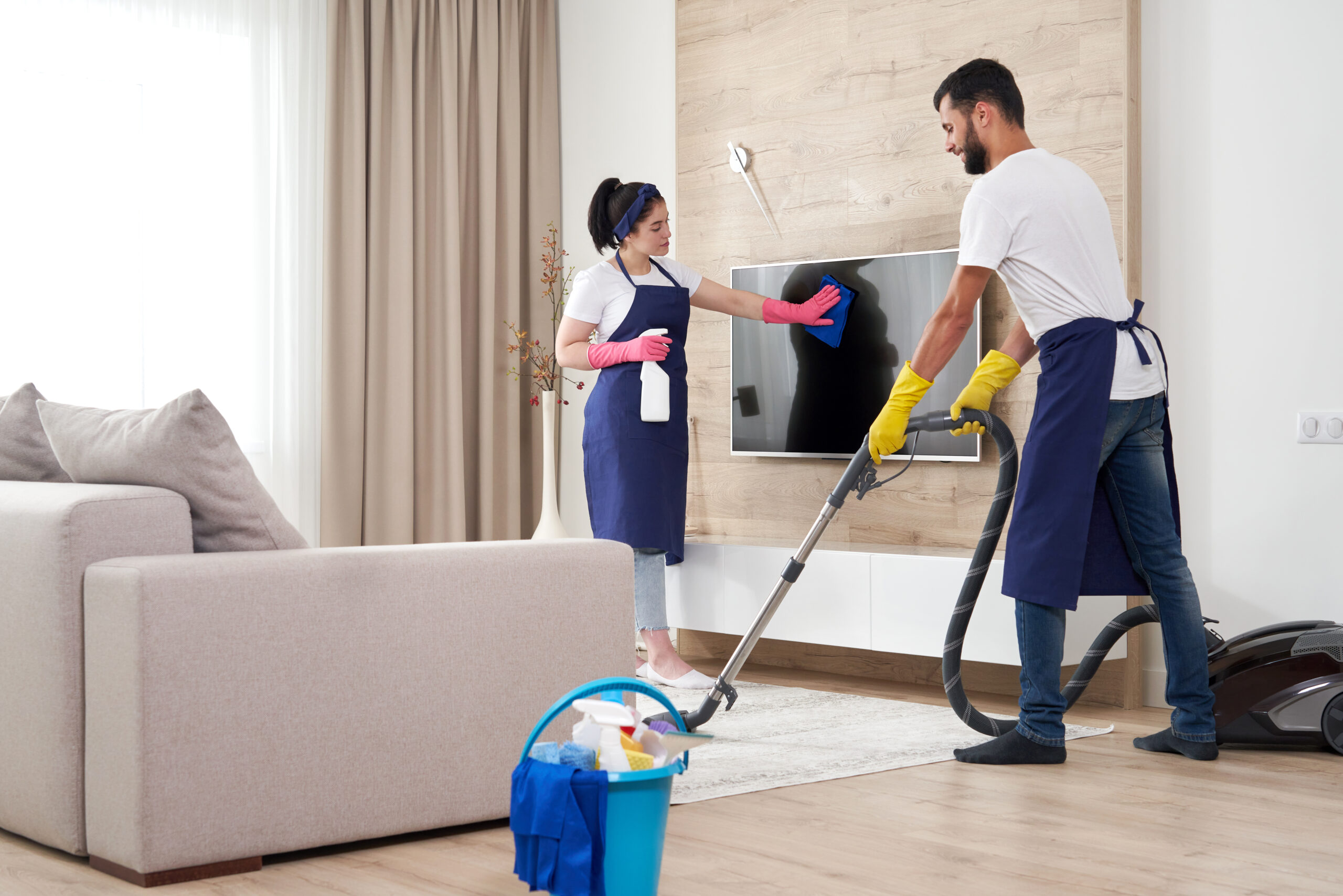 Professional,Cleaning,Service,Team,Cleans,Living,Room,In,Modern,Apartment
